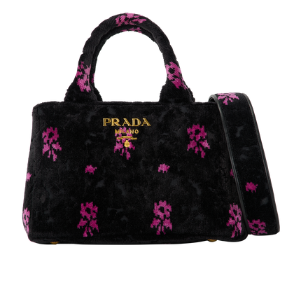 Small Convertible Tote, &pound;595, Handbags, Black/Pink, Velvet, Front view